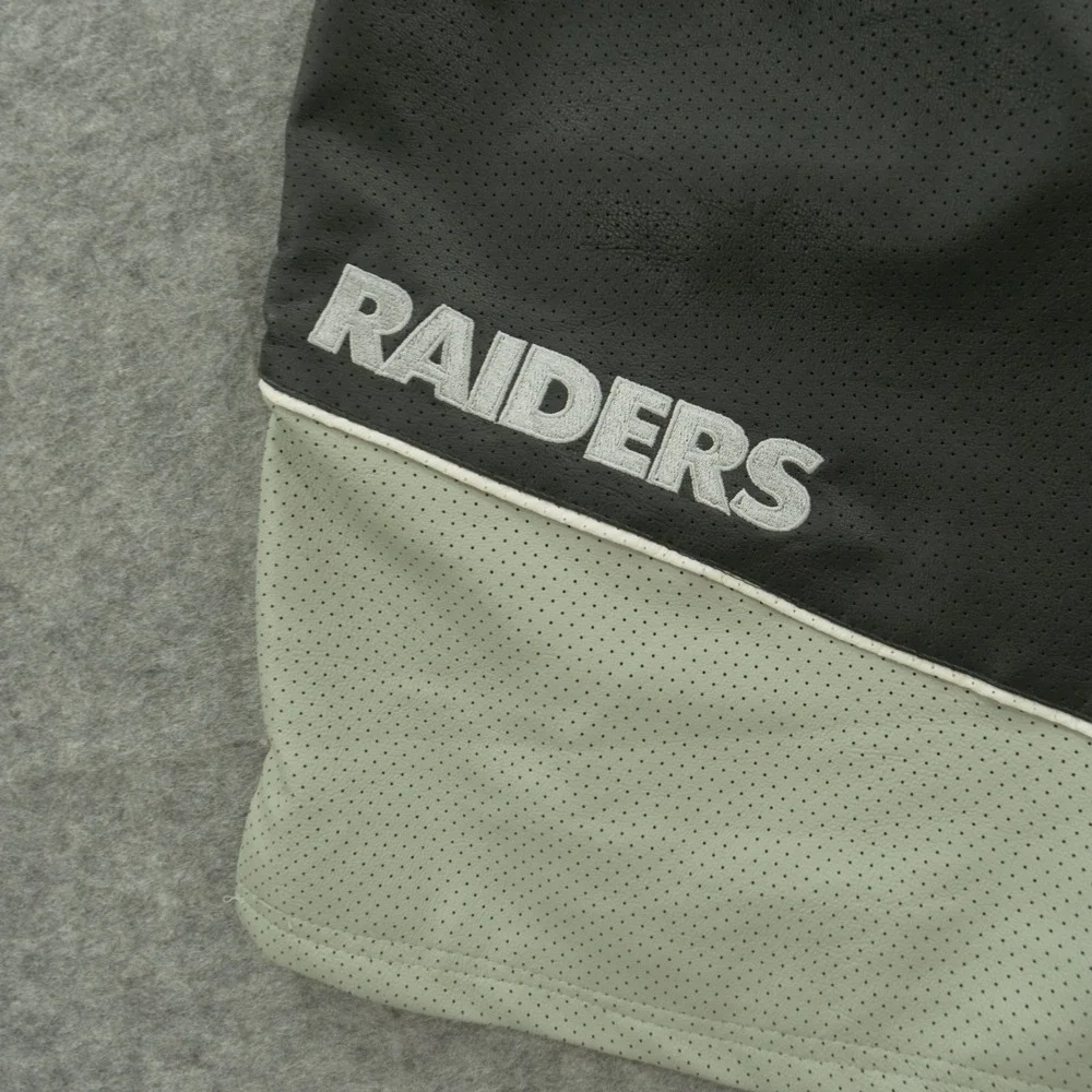 Las Vegas Raiders Shorts Mens Large Black Gray Faux Leather Ultra Game New